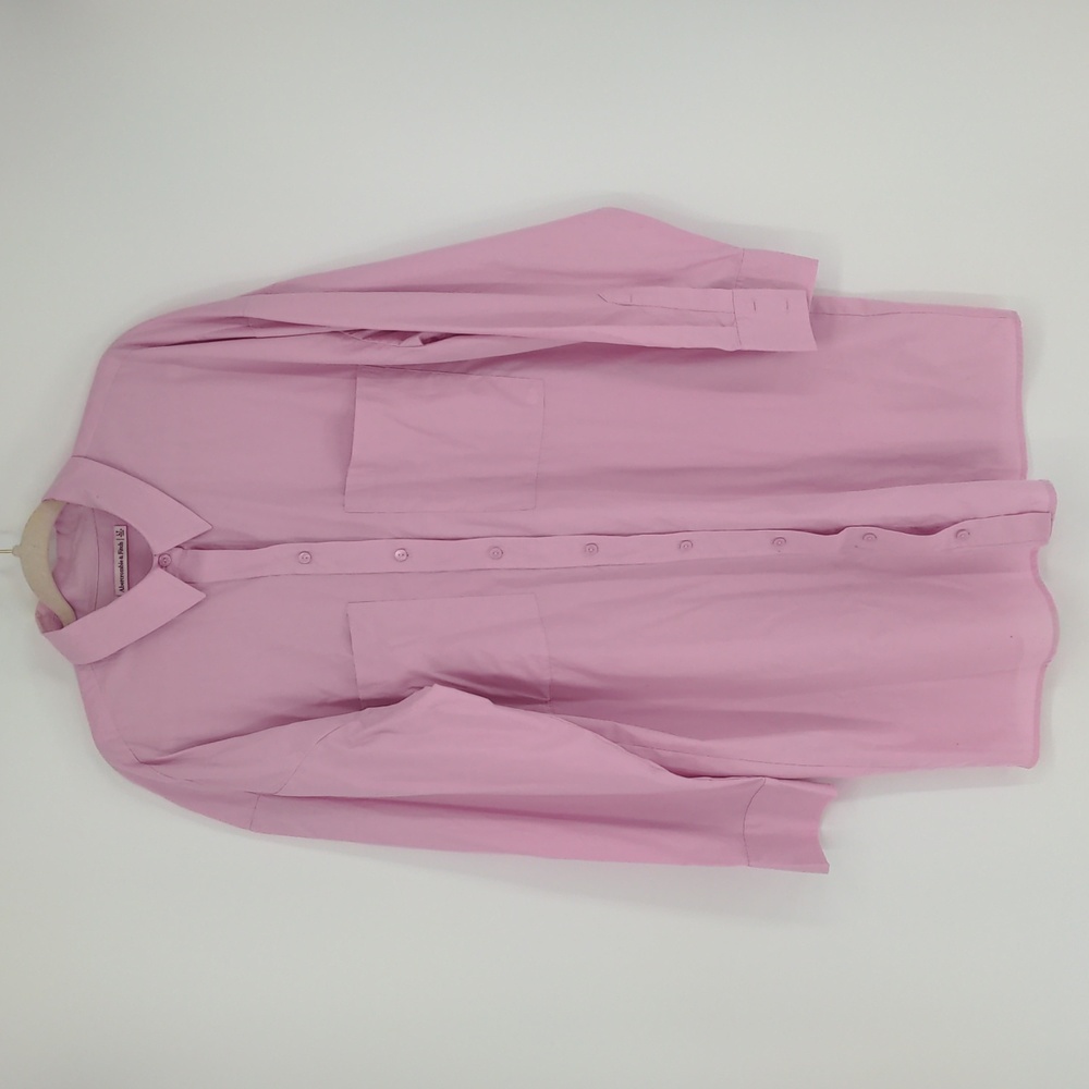 Pink Oversized Button-Down Shirt Dress